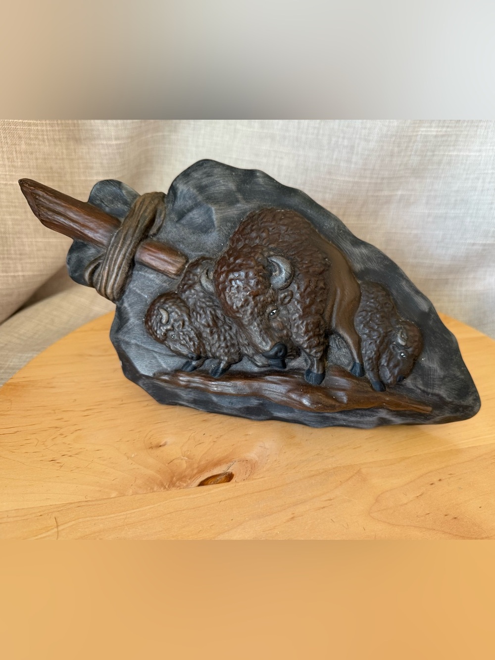 Appears to be Kimple Ceramic Mold #2324 Vtg Native American Buffalo Arrowhead